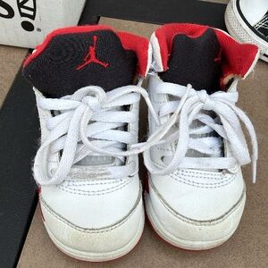 Jordan Kids White, Red & Black High-Top Sneakers